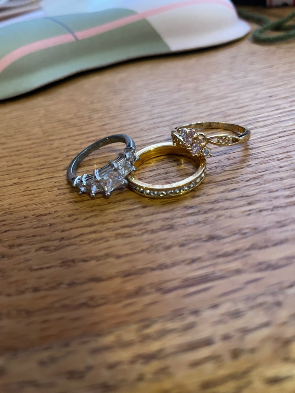 Gold and Silver Women's Multi-Stone Ring Bundle